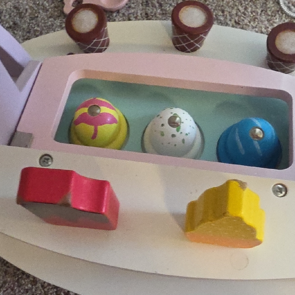 Wooden Pink Ice Cream Cart Toy for Kids - Picture 6 of 7